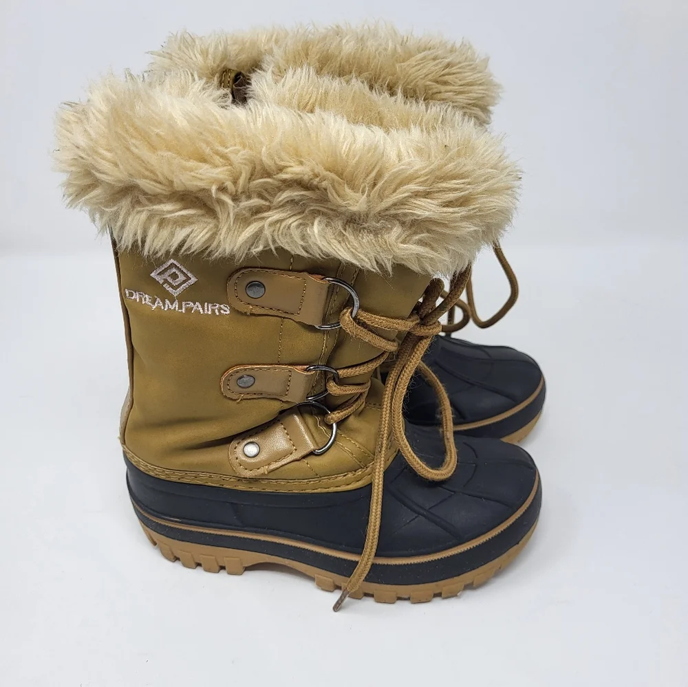 Dream Pairs Girls Size 10 Forester Faux Fur Zip‎ Closure Snow Waterproof Boots